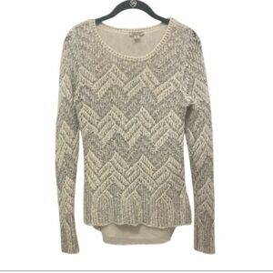 Lucky Brand gray and white light knit sweater size S